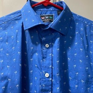 Charleston Threads Flamingo Button Down Shirt
